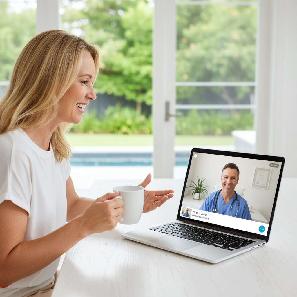 Woman consulting with an Australian telehealth doctor about Mounjaro
